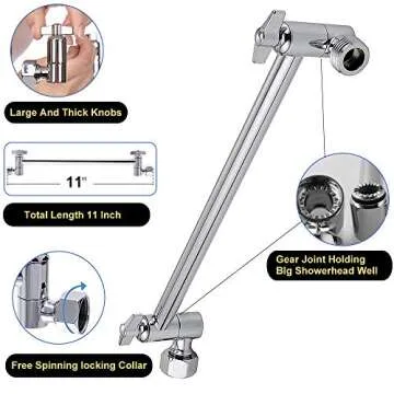 NearMoon High Pressure Rain Shower Head with Adjustable Arm