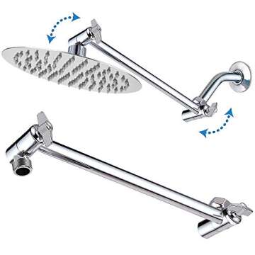 NearMoon High Pressure Rain Shower Head with Adjustable Arm