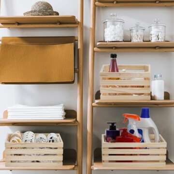 ZENFUN 3 Pack Wooden Nesting Crates with Handles, Decorative Hand Crafted Wood Box Nesting Crate Farmhouse Storage Basket Container for Display and Organization, Home Centerpieces