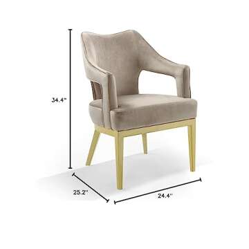Iconic Home Gourdon Accent Chair Plush Velvet Upholstered Swoop Arm Gold Tone Solid Metal Legs Moder...