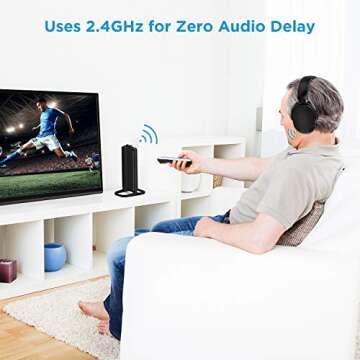 HSPRO Wireless TV Headphones - Comfortable Over Ear Design with Long-Range Audio