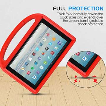 All-New Fire HD 10 2019/2017 Tablet Case - TIRIN Light Weight Shock Proof Handle Stand Kids Friendly Case for Fire HD 10.1 Inch Tablet (9th/7th Generation, 2019/2017 Release), Red