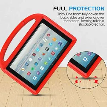 All-New Fire HD 10 2019/2017 Tablet Case - TIRIN Light Weight Shock Proof Handle Stand Kids Friendly Case for Fire HD 10.1 Inch Tablet (9th/7th Generation, 2019/2017 Release), Red