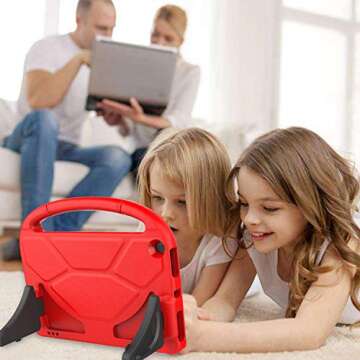 All-New Fire HD 10 2019/2017 Tablet Case - TIRIN Light Weight Shock Proof Handle Stand Kids Friendly Case for Fire HD 10.1 Inch Tablet (9th/7th Generation, 2019/2017 Release), Red