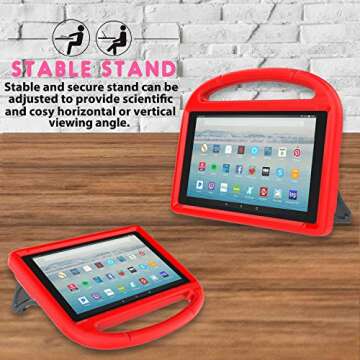 All-New Fire HD 10 2019/2017 Tablet Case - TIRIN Light Weight Shock Proof Handle Stand Kids Friendly Case for Fire HD 10.1 Inch Tablet (9th/7th Generation, 2019/2017 Release), Red