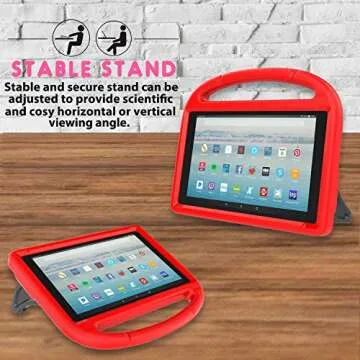 All-New Fire HD 10 2019/2017 Tablet Case - TIRIN Light Weight Shock Proof Handle Stand Kids Friendly Case for Fire HD 10.1 Inch Tablet (9th/7th Generation, 2019/2017 Release), Red