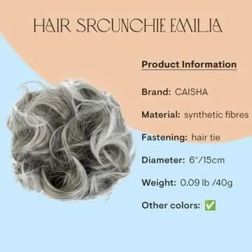 CAISHA Big Hairpiece Scrunchy Updo Bridal Hairstyle Curly Messy Bun in Gray Mix G19E