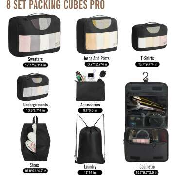 Veken Packing Cubes - Travel Organizers in 4 Sizes