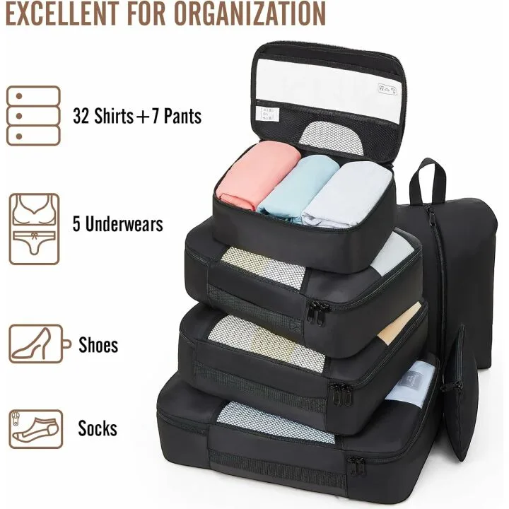 Veken Packing Cubes - Travel Organizers in 4 Sizes