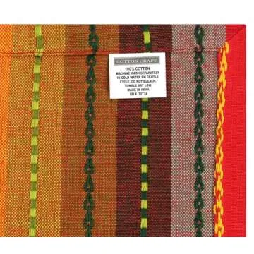 COTTON CRAFT Salsa Stripe Cloth Napkins - 12 Pack - Red Multicolor
