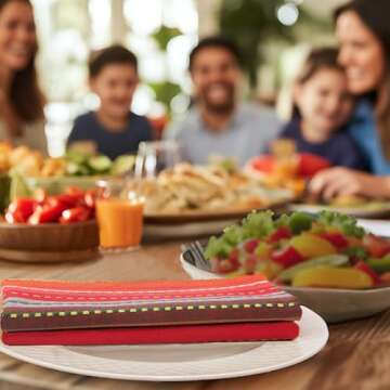 COTTON CRAFT Salsa Stripe Cloth Napkins - 12 Pack - Red Multicolor