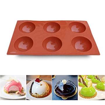 homEdge Large 6-Cavity Semi Sphere Silicone Mold, 3 Packs Baking Mold for Making Hot Chocolate Bomb,...