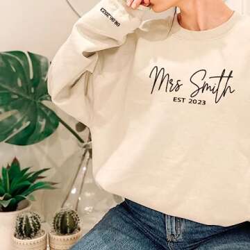 GodLover Custom Mrs Sweatshirt for Brides & Gifts