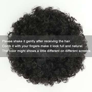 THEMIS HAIR Afro Puff Drawstring Ponytail For Black Women, High Puff Drawstring Short Ponytail Bun For Short Natural Hair, Afro Kinky Curly Ponytail Hairpieces With Clip In Color 1B