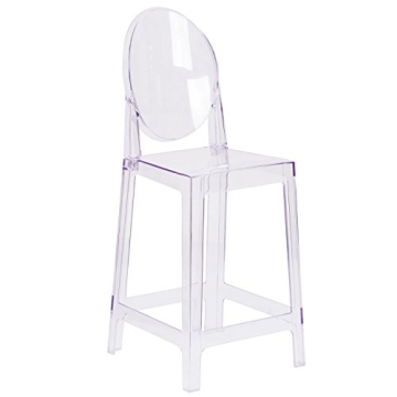 Flash Furniture Revna Ghost Counter Stool with Oval Back in Revna Transparent Crystal