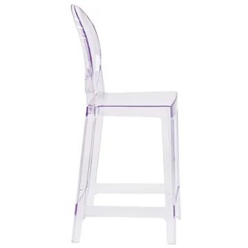 Flash Furniture Revna Ghost Counter Stool with Oval Back in Revna Transparent Crystal