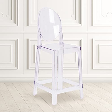 Flash Furniture Revna Ghost Counter Stool with Oval Back in Revna Transparent Crystal