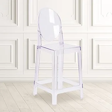 Flash Furniture Revna Ghost Counter Stool with Oval Back in Revna Transparent Crystal
