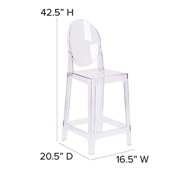 Flash Furniture Revna Ghost Counter Stool with Oval Back in Revna Transparent Crystal