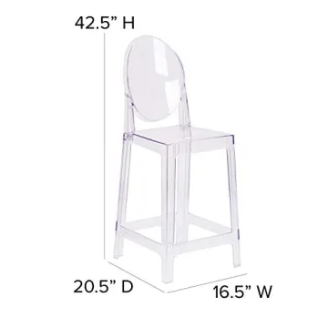 Flash Furniture Revna Ghost Counter Stool with Oval Back in Revna Transparent Crystal