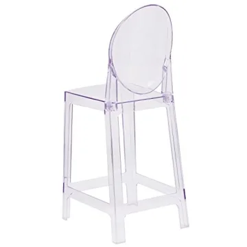 Flash Furniture Revna Ghost Counter Stool with Oval Back in Revna Transparent Crystal