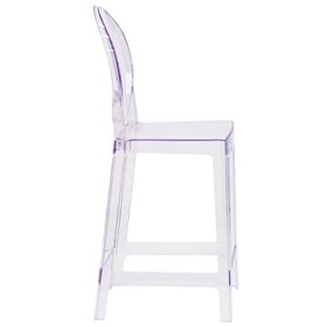 Flash Furniture Revna Ghost Counter Stool with Oval Back in Revna Transparent Crystal