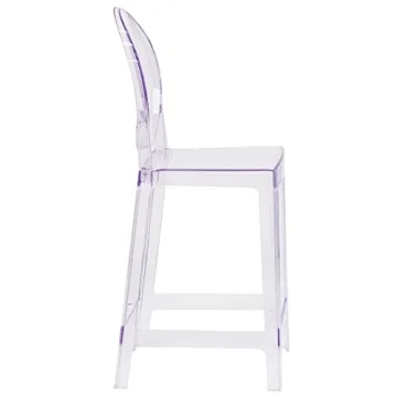 Flash Furniture Revna Ghost Counter Stool with Oval Back in Revna Transparent Crystal
