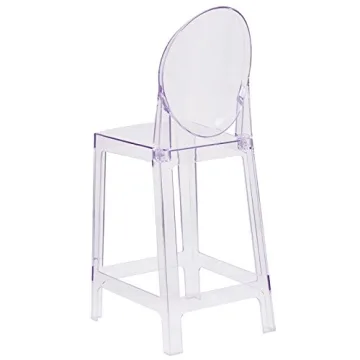 Flash Furniture Revna Ghost Counter Stool with Oval Back in Revna Transparent Crystal