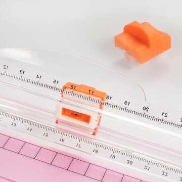 DORALEAF Paper Cutter, Portable Paper Slicer, Paper Trimmer Scrapbooking Tool with Automatic Safety Protection Side Ruler for Craft Paper (12 Inch, Pink)