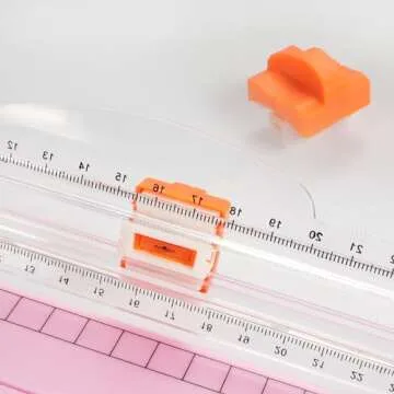 DORALEAF Paper Cutter, Portable Paper Slicer, Paper Trimmer Scrapbooking Tool with Automatic Safety Protection Side Ruler for Craft Paper (12 Inch, Pink)