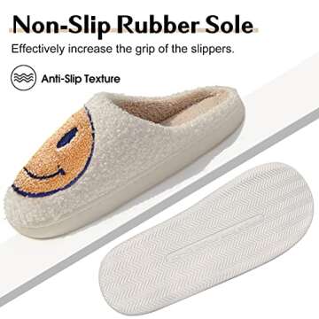Bevaney Smile Face Slippers - Soft Plush Retro Style