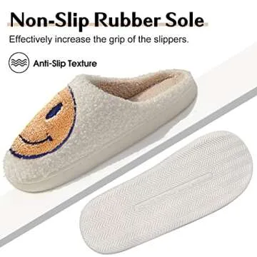 Bevaney Smile Face Slippers - Soft Plush Retro Style