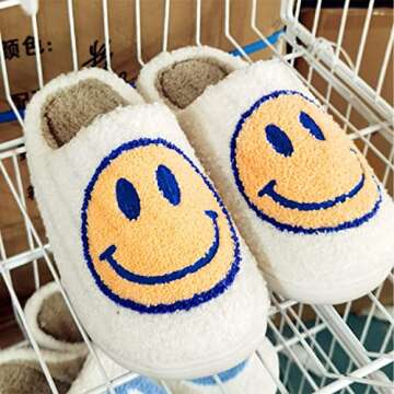 Bevaney Smile Face Slippers - Soft Plush Retro Style