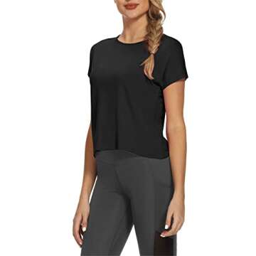 Mippo Workout Shirts Open Back Athletic Gym Clothes