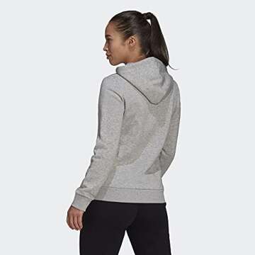 adidas Women's Standard Loungewear Essentials Logo Fleece Hoodie, Medium Grey Heather/White, Large
