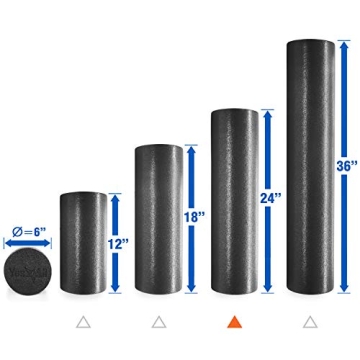 Yes4All Soft-Density Round PE Foam Roller for Pilates, Yoga, Stretching, Balance & Core Exercises - 24 inch Black