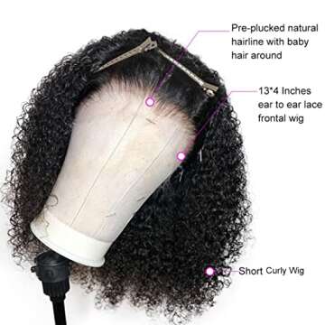 Glueless Wigs Human Hair Pre Plucked with Baby Hair Curly Human Hair Wig 200% Density 13x4 Mongolian...