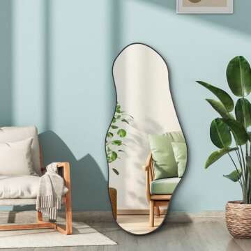 DAOYIJIAJU Large Irregular Mirror, 47.2"x21.4" Asymmetrical Oblong Mirror, Big Cloud Shaped Organic Mirror, Modern Waved Decorative Mirror for Living Room Bathroom Bedroom Entryway Fireplace