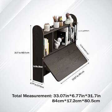 Bixiaomei Folding Wall Mounted Drop Leaf Table - Space-Saving Multifunctional Workstation with Stora...