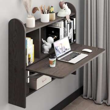 Bixiaomei Foldable Wall Mounted Desk for Small Spaces
