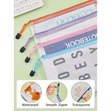 JARLINK 20 Pack Colorful Waterproof Zipper Document Pouches