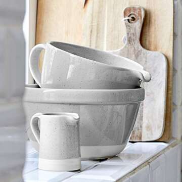 Casafina Ceramic Stoneware 2.2-Qt Batter Bowl - Fattoria Collection, White | Microwave & Dishwasher Safe Bakeware | Food Safe Glazing | Restaurant Quality Serveware