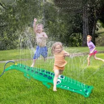 Upgraded Crocodile Sprinkler for Kids - 72" x 10" Extra Large Outdoor Toys Kids Toddler Water Sprinkler for Yard, Attaches to Garden Hose, Durable Inflatable Splashing Fun Toys for Garden Lawn