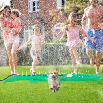 Upgraded Crocodile Sprinkler for Kids - 72" x 10" Extra Large Outdoor Toys Kids Toddler Water Sprinkler for Yard, Attaches to Garden Hose, Durable Inflatable Splashing Fun Toys for Garden Lawn