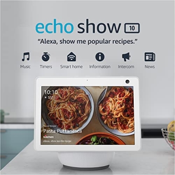 Amazon Echo Show 10 (newest model), HD smart display with premium sound, motion and Alexa, Glacier White