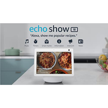Amazon Echo Show 10 (newest model), HD smart display with premium sound, motion and Alexa, Glacier White
