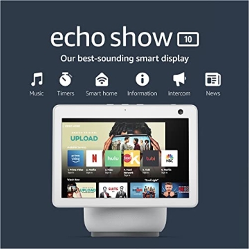 Amazon Echo Show 10 (newest model), HD smart display with premium sound, motion and Alexa, Glacier White