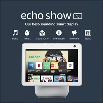 Amazon Echo Show 10 (newest model), HD smart display with premium sound, motion and Alexa, Glacier White
