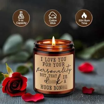 LEADO Candles for Men, Funny Mens Valentines Gifts for Boyfriend, Valentines Gifts for Him, Husband Candle - Thoughtful Anniversary, Birthday Presents for Husband, Boyfriend, Blue Collar, Gay