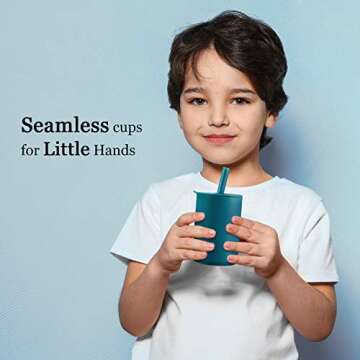 Geiserailie Mini Silicone Toddler Cups with Straw 3-Pack